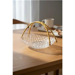 Bambum B6363 Cestino Bambu Kulplu Cam kabartmalı Desenli Dikdörtgen Sunum Tabağı