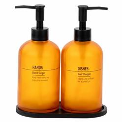 Lavin 47876 Bambu Altlıklı Sıvı Sabunluk Seti Cam 2 Li