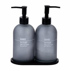 Lavin 47890 Bambu Altlıklı Sıvı Sabunluk Seti Cam 2 Li