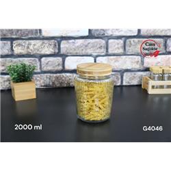 Gönül G4046 Bambu Kapaklı Cam Kavanoz Saklama Kabı 1950ml -Koli Satış 6 Adet-