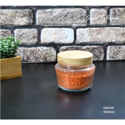 Gönül G4048 Bambu Kapaklı Cam Kavanoz Saklama Kabı 1000ml -Koli Satış 12 Adet-