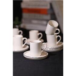 Farika Miray Platin Yaldız Porselen 6 Kişilik Kahve Fincan Takımı