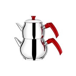 Çetcook Küre Bakalit Kulplu Paslanmaz Çelik Çaydanlık Takımı Mini Boy