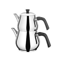 Çetcook Damla Bakalit Kulplu Paslanmaz Çelik Çaydanlık Takımı Mini Boy