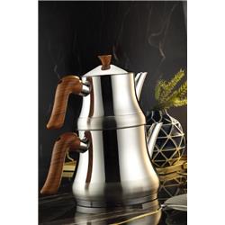 Lines Naz Ahşap Saplı Çelik Çaydanlık Takımı Orta Boy