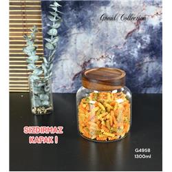 Gönül G4958 Bambu Kapaklı Cam Kavanoz Saklama Kabı 1300ml