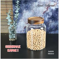 Gönül G4959 Bambu Kapaklı Cam Kavanoz Saklama Kabı 1900ml