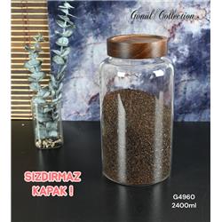 Gönül G4960 Bambu Kapaklı Cam Kavanoz Saklama Kabı 2400ml