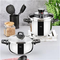Taç 4631 FastCook Indüksiyon Tabanlı Düdüklü Tencere Seti Siyah 2'li 4+6 Litre