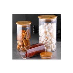 Gönül G3839 Bambu Kapaklı Borasilikat Cam Baharat Takımı 3lü