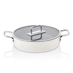 Taç Sera Feel Seramik Yanmaz Yapışmaz Basık Tencere Beyaz 28 cm