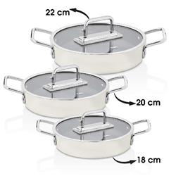 Taç Sera Feel Seramik 6 Parça Sahan Seti Beyaz 18/20/22 Cm