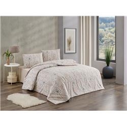 Kristal Ranforce Tek Kişilik Nevresim Takımı İnci Kahve