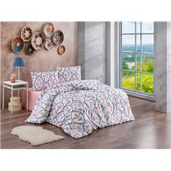 Kristal Ranforce Çift Kişilik Nevresim Takımı Retro Mavi