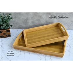 Gönül G4710 Bambu Dikdörtgen Tepsi Seti 2li