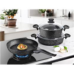 Lavonni LGR-082 Eco Diez Ezme Granit 5 Parça Tencere Seti Siyah