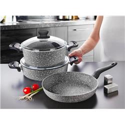 Lavonni LGR-083 Eco Diez Ezme Granit 5 Parça Tencere Seti Gri