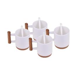 Bambum B0418 Trevi Bambu Saplı Porselen Kupa Seti 4'lü