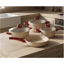 Bambum B7194 Pluto Granit 7 Parça Tencere Seti Krem