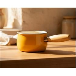 Bambum B7685 Lumino Ahşap Saplı Emaye Tava Hardal 14 cm