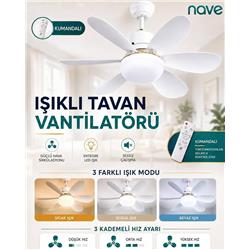 Nave NV-TV10 Işıklı 6 Kanatlı Tavan Tipi Vantilatör