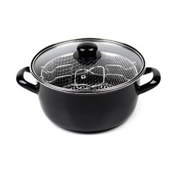 Essan Ceylan Yanmaz ve Yapışmaz Emaye Fritöz Kızartma Tenceresi Cam Kapak