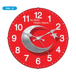 Galaxy D-1968-97 Cam Bombeli Duvar Saati - Ne Mutlu Türküm