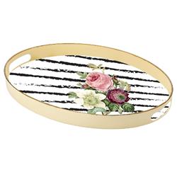 Zucci KU-206G Otantik Gold Dekorlu Oval Tepsi Büyük