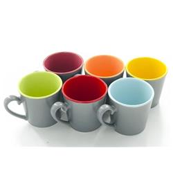 Keramika Auro Stoneware Kupa Çift Renkli 9cm 330 ml 24lü -Karma Renk-