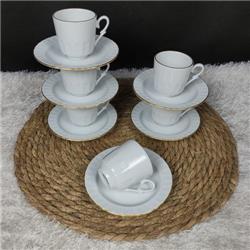 Güral Porselen SF12KT23 Sedef Yaldızlı 6 Kişilik Kahve Fincan Takımı