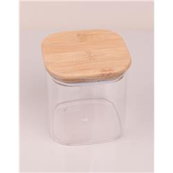 Balsa KVN-14 Kare Bambu Kapaklı Cam Kavanoz Saklama Kabı 700 ml